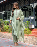 Heavy Muslin Silk Anarkali with Pant & Chanderi Cotton Dupatta