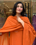 Rayon Slub Embroidered Kurta Set with Chanderi Dupatta