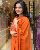 Rayon Slub Embroidered Kurta Set with Chanderi Dupatta