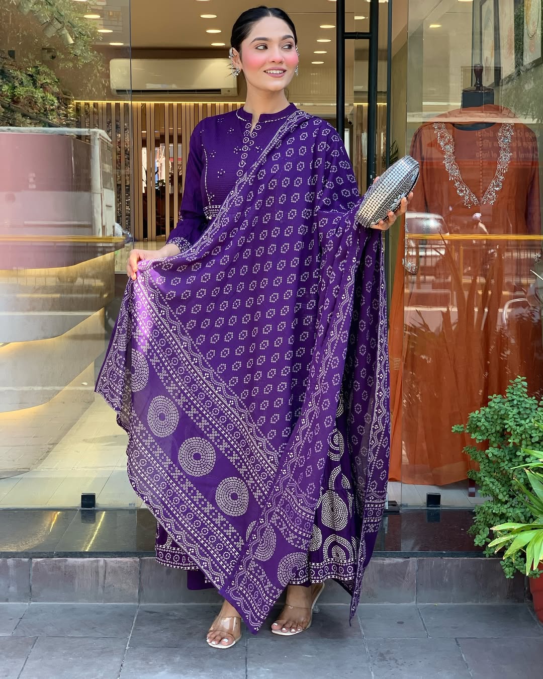 Elegant Muslin Cotton Kurti Pant Dupatta Set with Hand Print & Embroidery