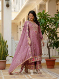 Designer Sequence Embroidery Top with Palazzo & Dupatta
