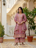 Designer Sequence Embroidery Top with Palazzo & Dupatta