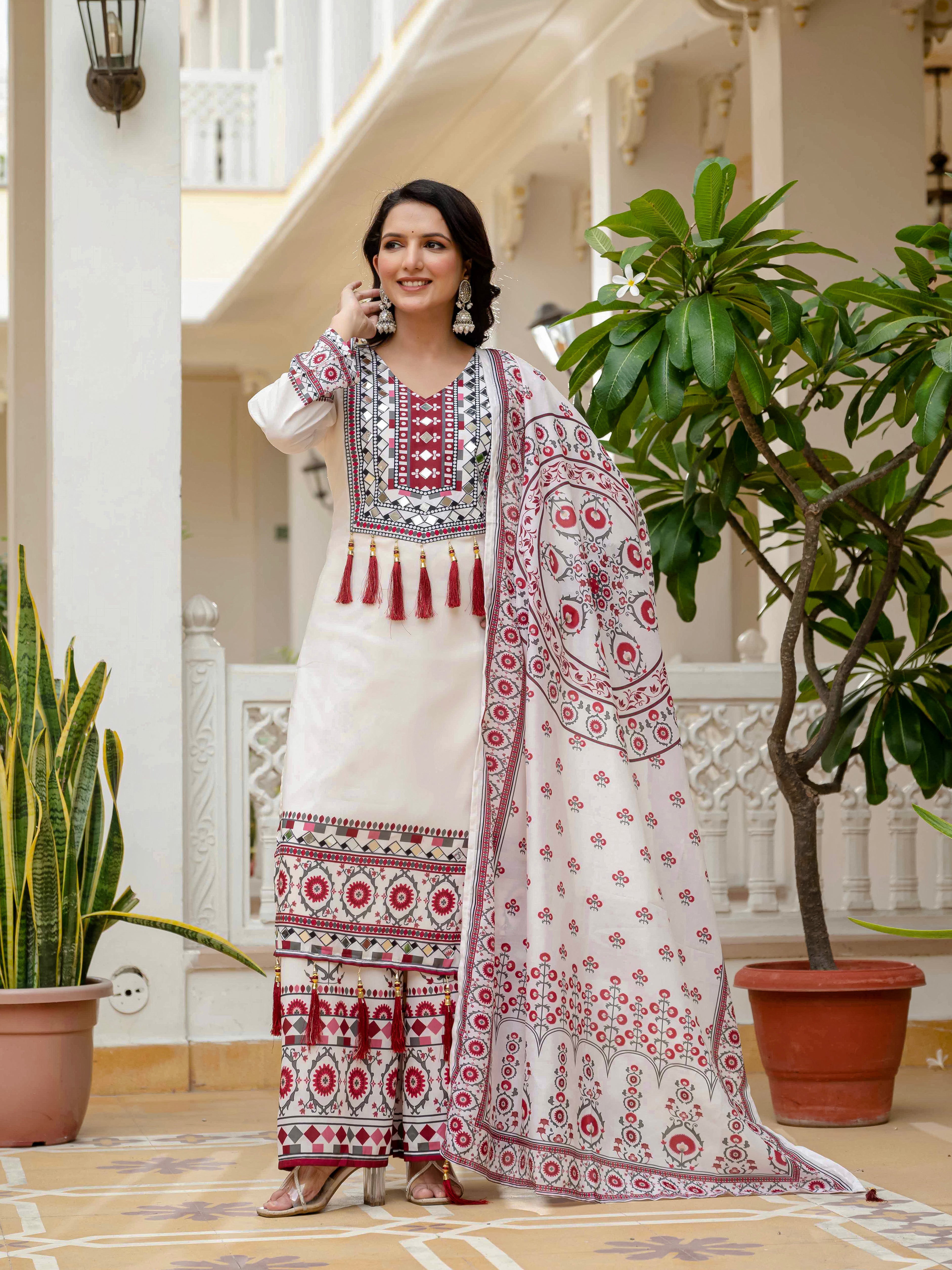 Designer Wear Trending Top with Palazzo & Dupatta Set