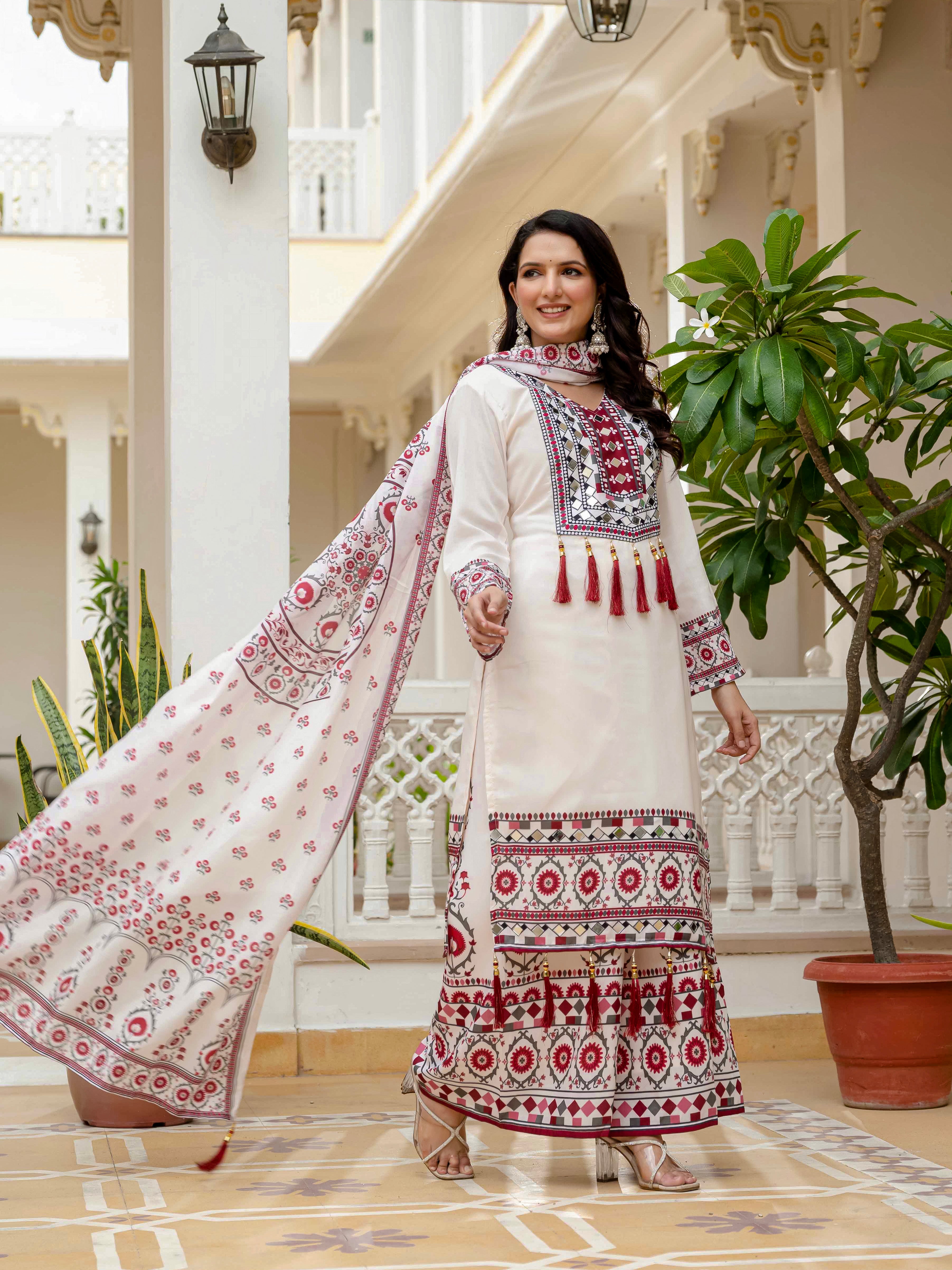 Designer Wear Trending Top with Palazzo & Dupatta Set
