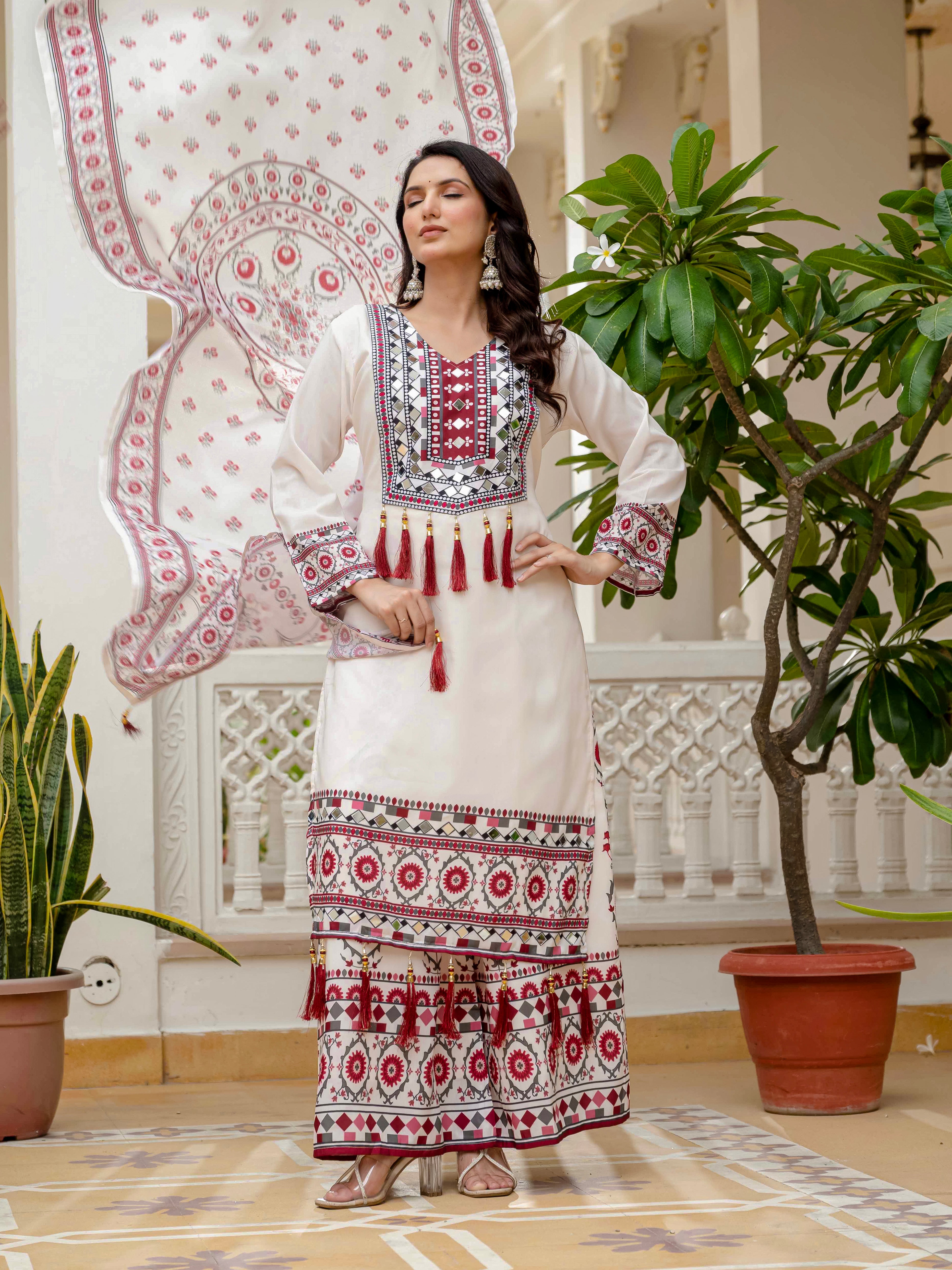 Designer Wear Trending Top with Palazzo & Dupatta Set