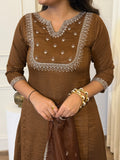 Vichitra Silk Embroidered Kurti, Pant & Dupatta