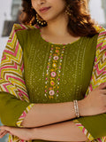 Elegant Muslin Cotton Kurti, Pant & Dupatta Set