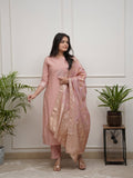 Premium PV Chanderi Embroidered Kurta Set with Jacquard Dupatta