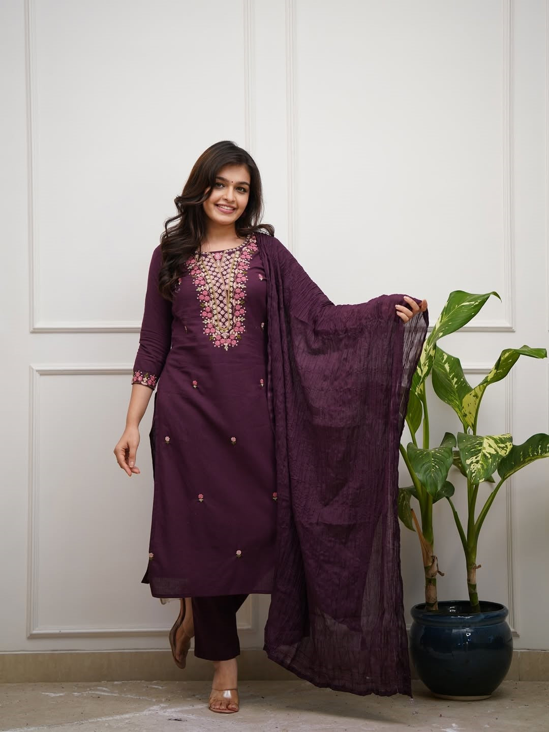 Women’s Embroidered Kurta Set with Dupatta