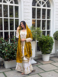 Sequence Embroidery Top with Palazzo & Dupatta