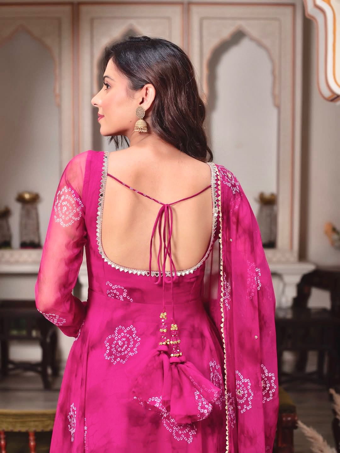 Designer Digital Print Anarkali Set with Mirror Work