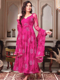 Designer Digital Print Anarkali Set with Mirror Work