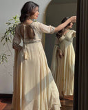 Designer Chikankari Mirror Work Anarkali Gown with Dupatta