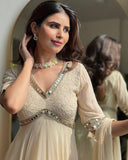 Designer Chikankari Mirror Work Anarkali Gown with Dupatta