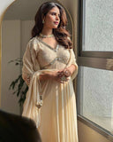 Designer Chikankari Mirror Work Anarkali Gown with Dupatta