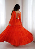 Designer Laheriya Print Anarkali Gown with Gamthi Work