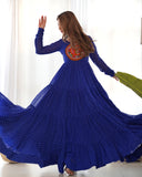 Designer Laheriya Print Anarkali Gown with Gamthi Work