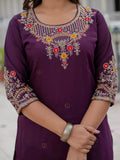 Premium Roman Silk Embroidered Kurti Pant Dupatta Set – Jacquard Meena Dupatta
