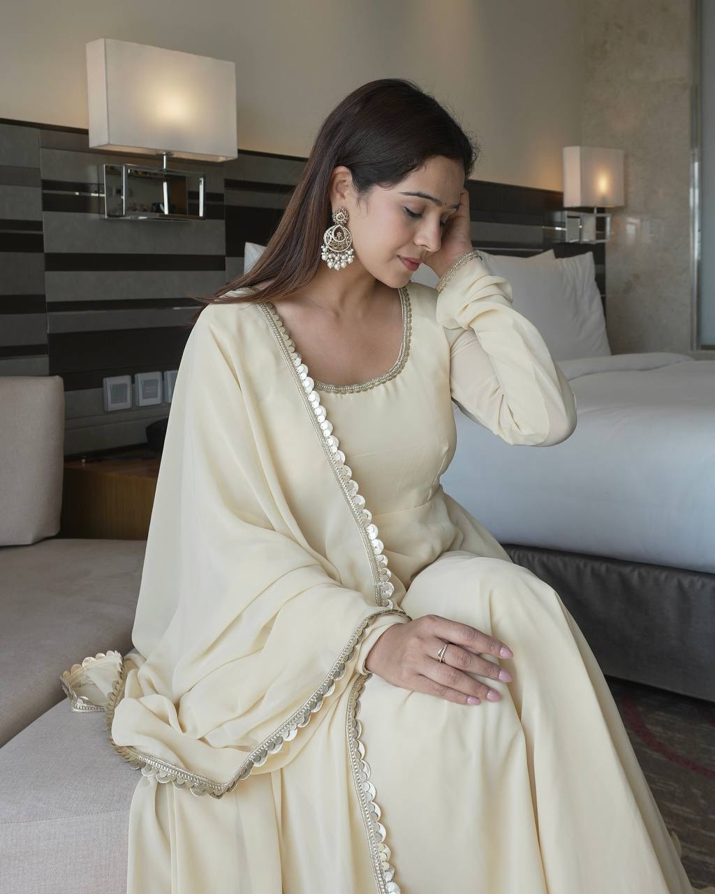 Anarkali Style Heavy Fox Georgette Gown with Pant & Dupatta