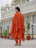 Premium Roman Silk Embroidered Kurti Pant Dupatta Set – Jacquard Dupatta