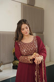 Heavy Faux Georgette Embroidered Gown Sharara Set with Dupatta