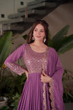 Heavy Faux Georgette Embroidered Gown Sharara Set with Dupatta