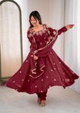 Embroidered Sequence Anarkali Three Piece Set