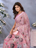 Rose Pink Ethnic Printed Saree
