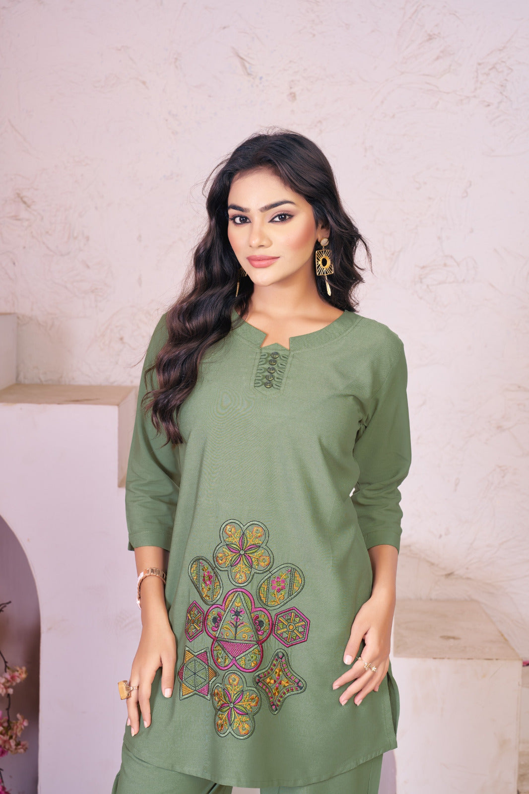 Designer Embroidered Rayon Co-Ords Set – Stylish Top & Pant