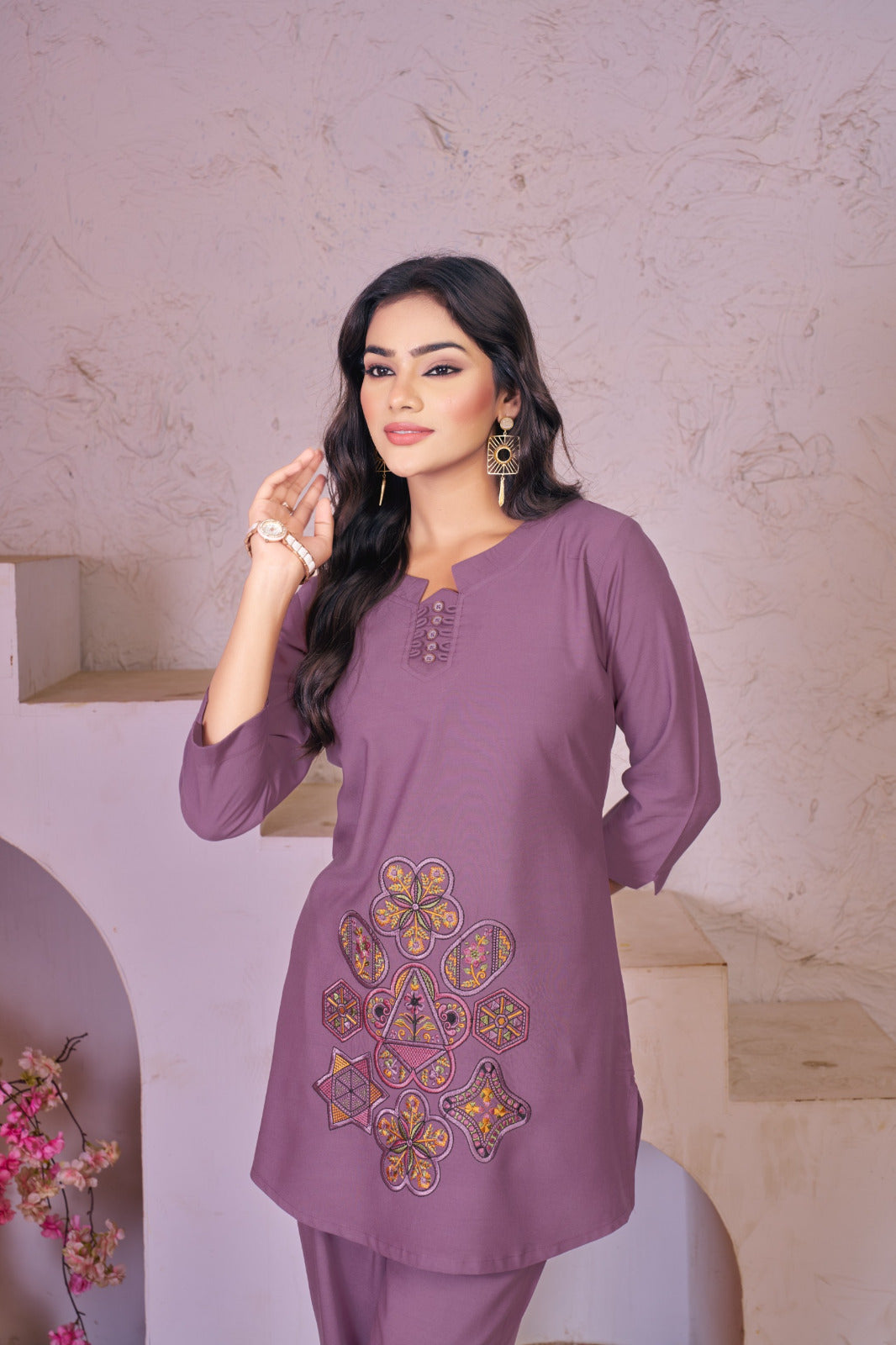 Designer Embroidered Rayon Co-Ords Set – Stylish Top & Pant