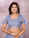 Sky Blue Floral Printed Saree