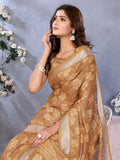 Golden Floral Woven Saree
