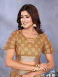 Golden Floral Woven Saree