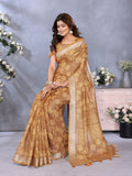 Golden Floral Woven Saree