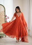 Elegant Embroidered Rainbow Sequence Anarkali Three Piece Set