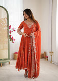 Elegant Embroidered Rainbow Sequence Anarkali Three Piece Set