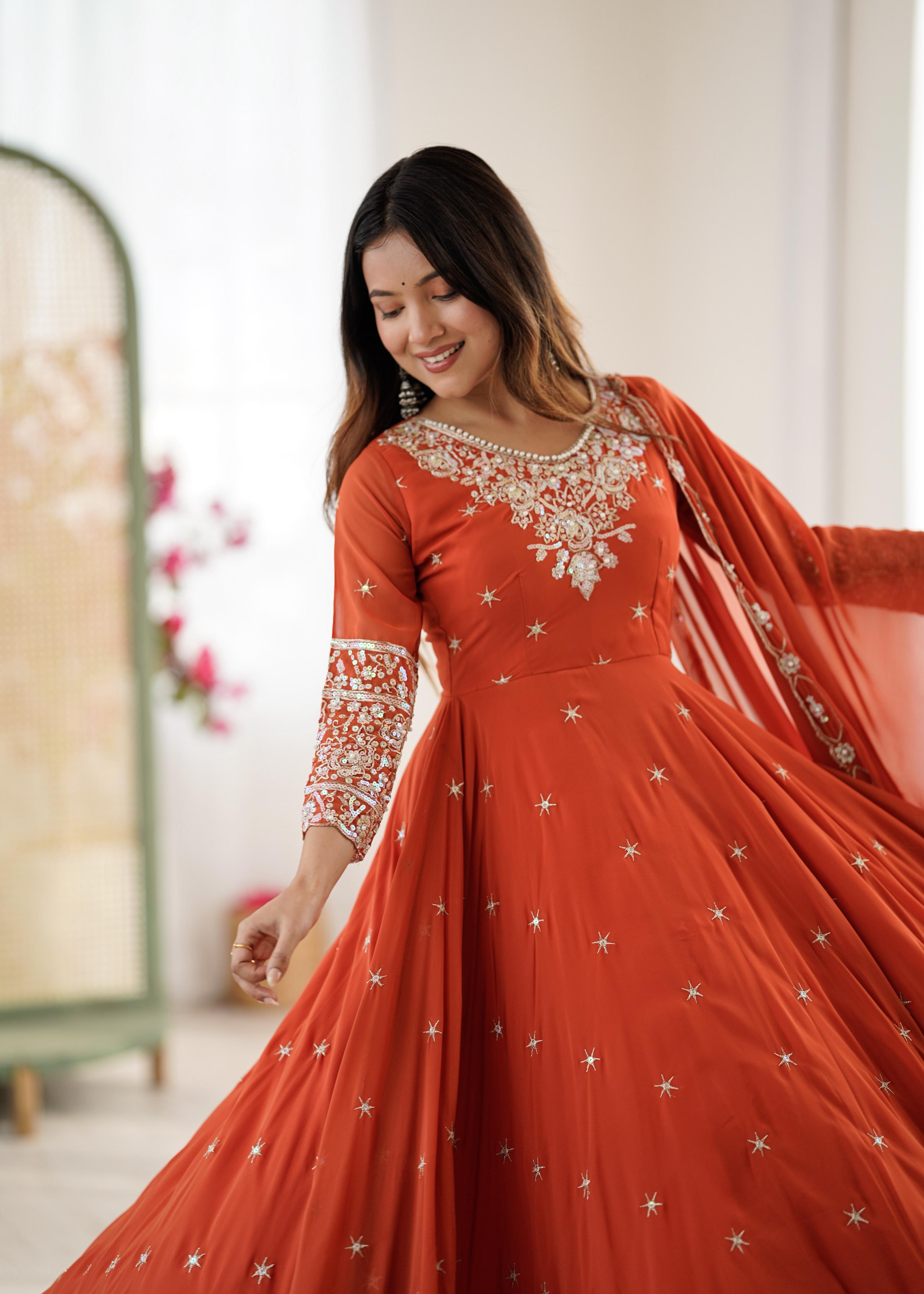 Elegant Embroidered Rainbow Sequence Anarkali Three Piece Set