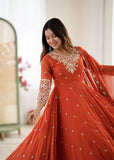 Elegant Embroidered Rainbow Sequence Anarkali Three Piece Set