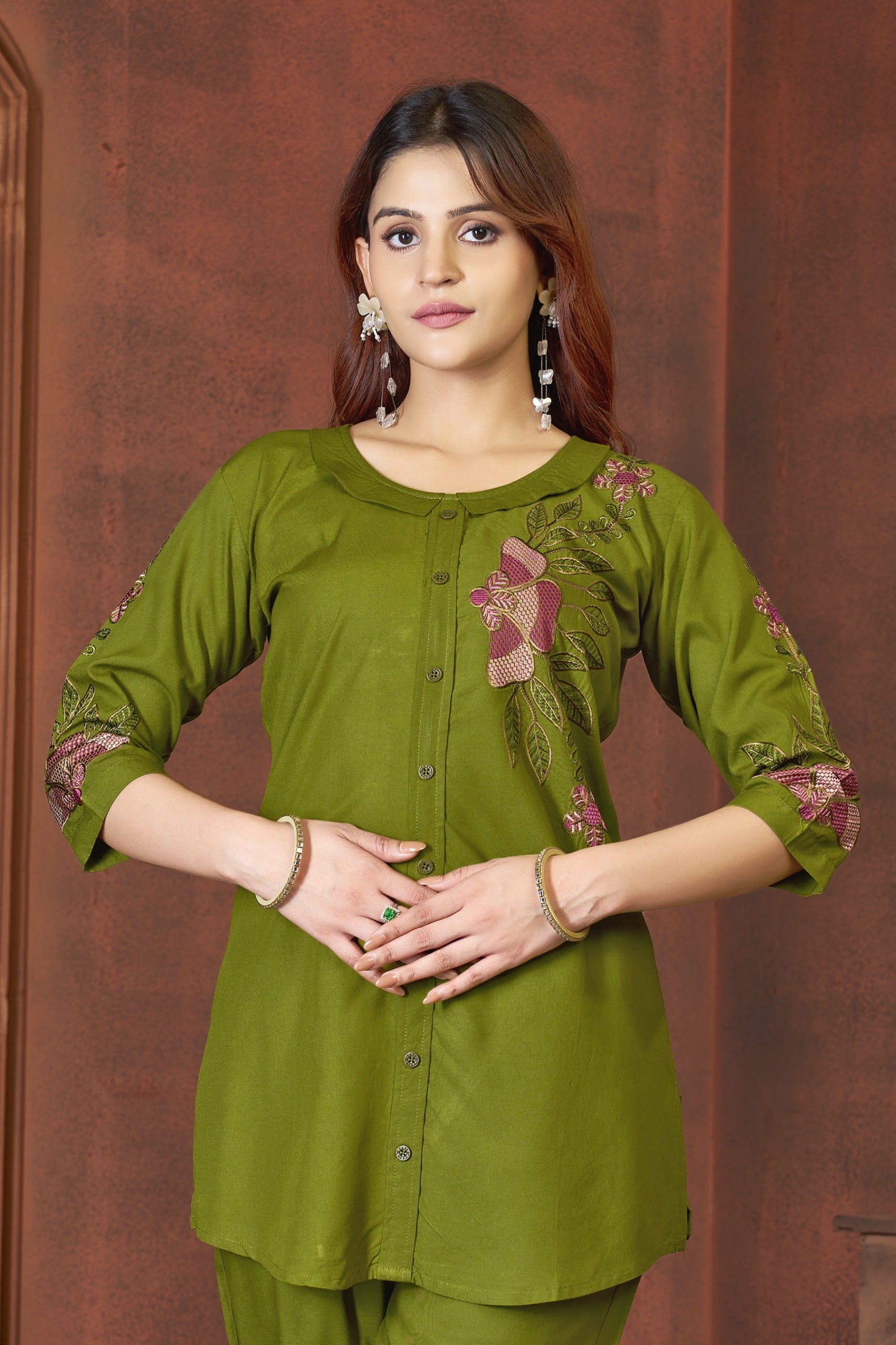 Embroidered Heavy Rayon Co-Ords Set (Top & Pant)