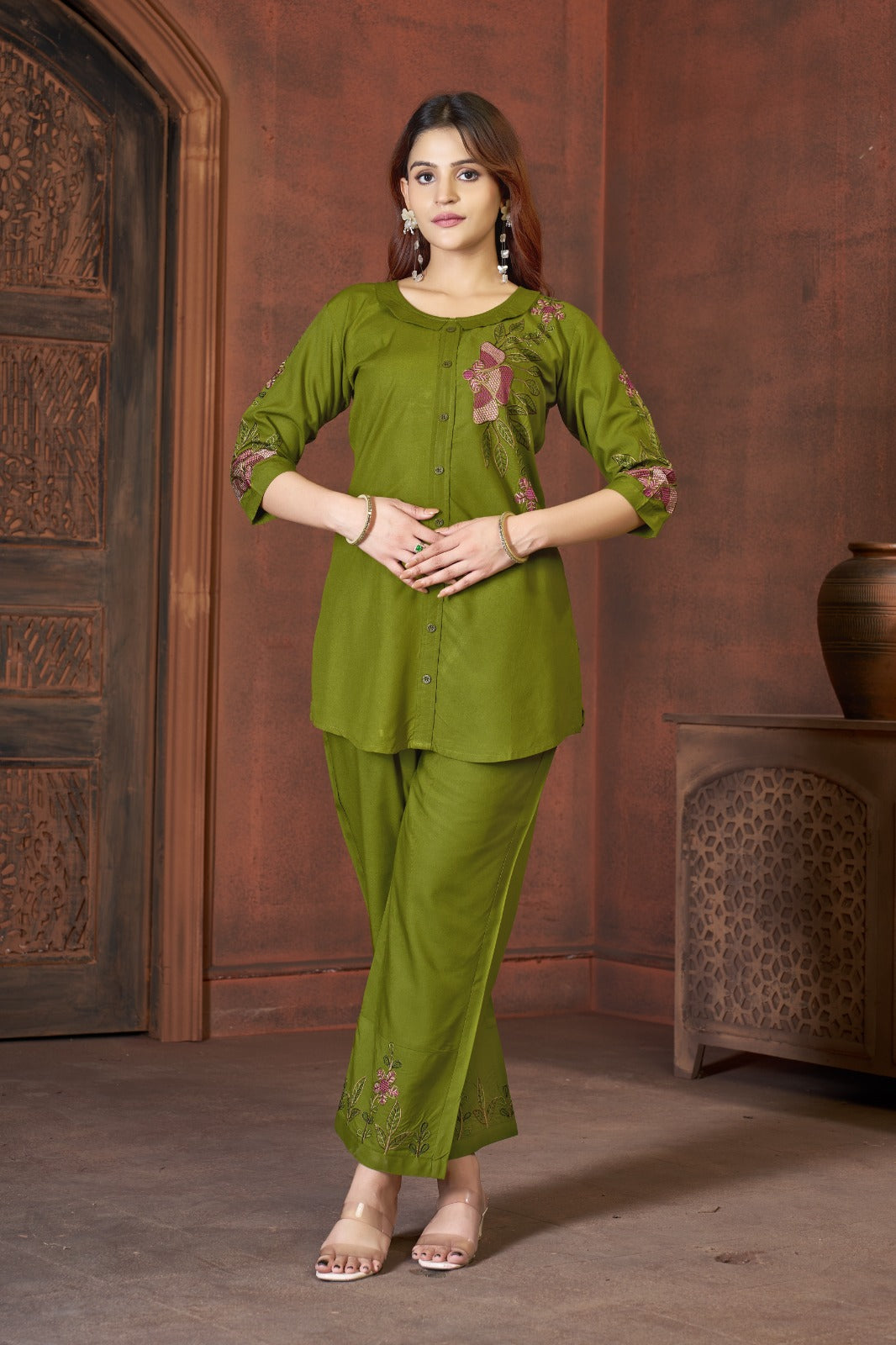 Embroidered Heavy Rayon Co-Ords Set (Top & Pant)