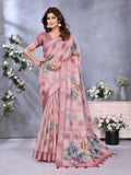 Pink Floral Printed Saree