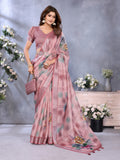 Pink Floral Printed Saree