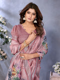 Pink Floral Printed Saree