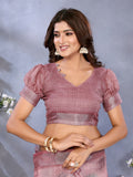 Pink Floral Printed Saree