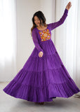 Designer Laheriya Print Anarkali Gown with Gamthi Work