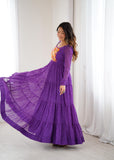 Designer Laheriya Print Anarkali Gown with Gamthi Work