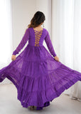 Designer Laheriya Print Anarkali Gown with Gamthi Work