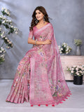 Pink Floral Printed Saree