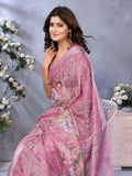 Pink Floral Printed Saree