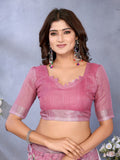 Pink Floral Printed Saree